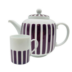 Collection porcelaine rayée Prune - Accessoires Gourmandises