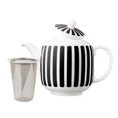 Théière porcelaine rayée Noire